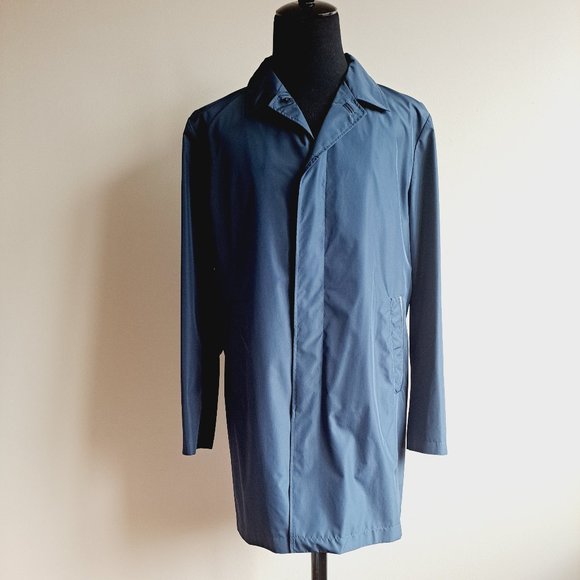 NEW Pal Zileri Blue Spring Trench Overcoat Coat Jacket Size 54